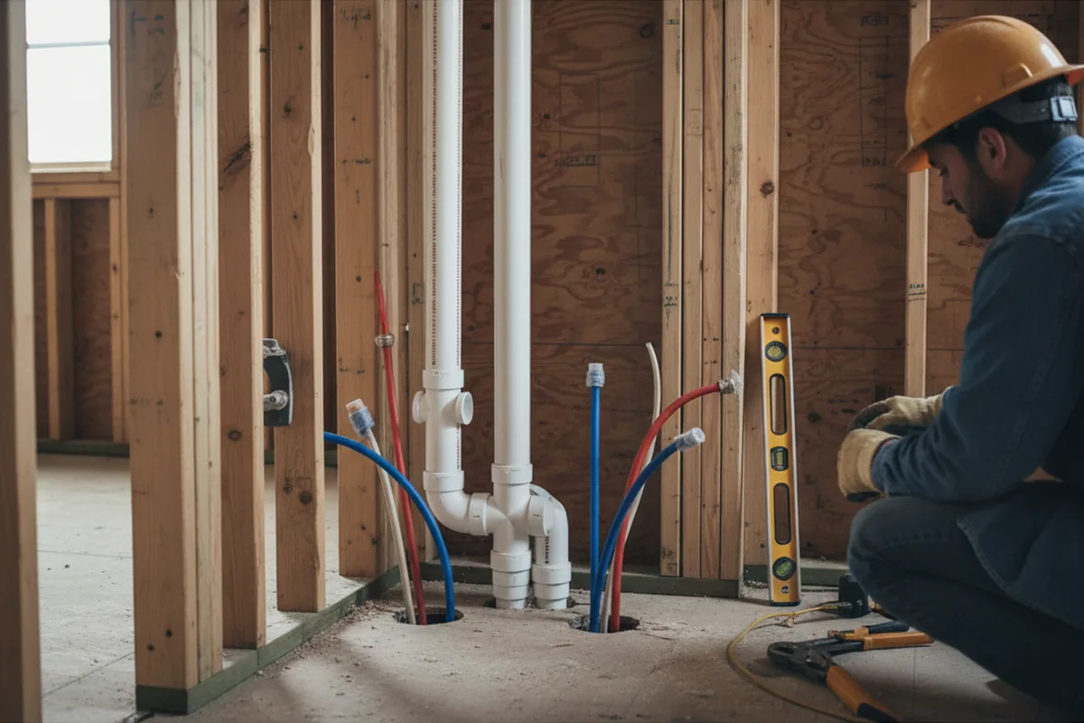 Drain and supply rough-in during Sump Pump Repair in Wilmington